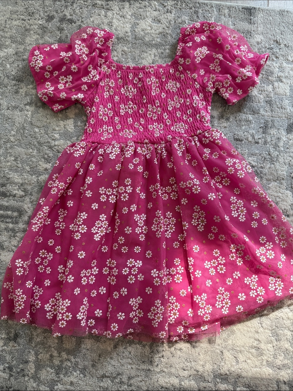 btween Pink Floral Puff-Sleeve Dress